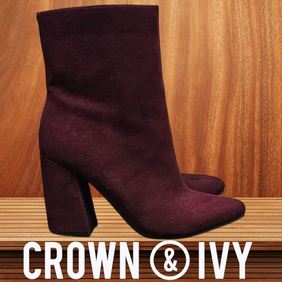 CROWN & IVY | ERICA POINTED TOE HIGH-ANKLE HEELED BOOTS - Picture 1 of 14
